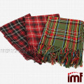 Tartan Plaid Wool Shawl with Fringe